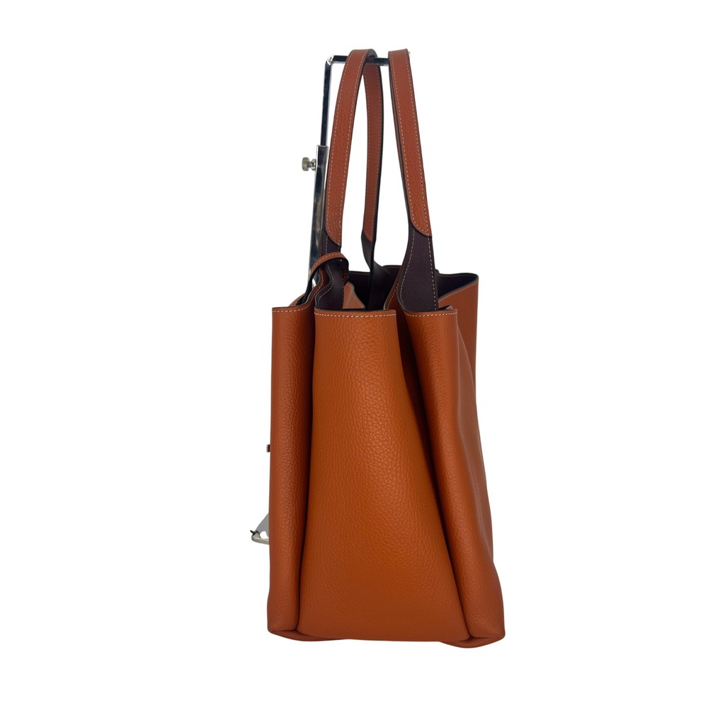 Tod's Medium Leather Tote Bag Orange Burgundy - Picture 10 of 16